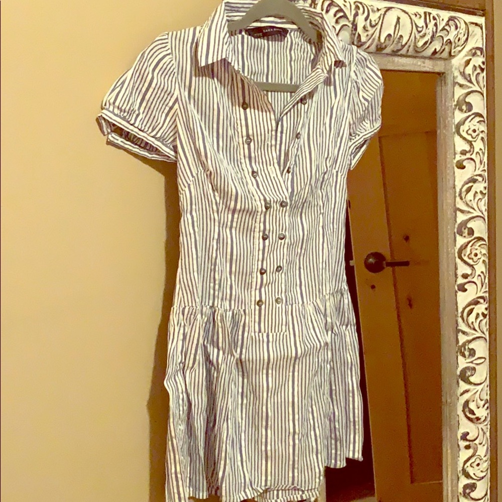Zara basics dress. Blue and white stripe